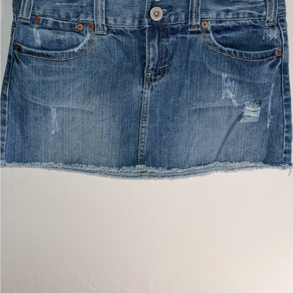 American Eagle Outfitters Distressed Blue Mini Skirt